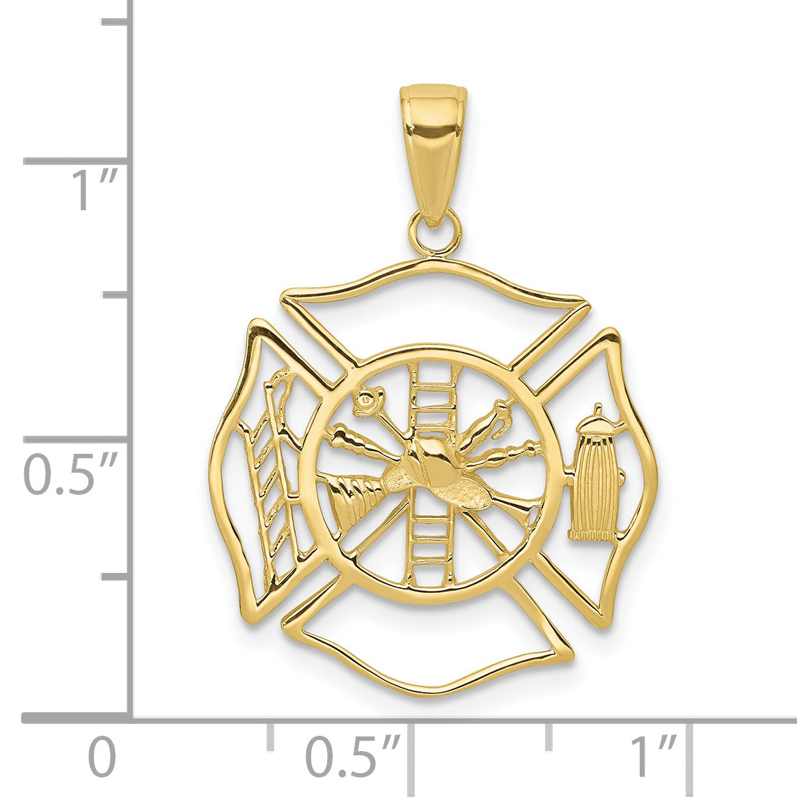 10K Yellow Gold Fireman Shield Pendant