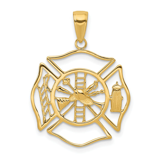 10K Yellow Gold Fireman Shield Pendant