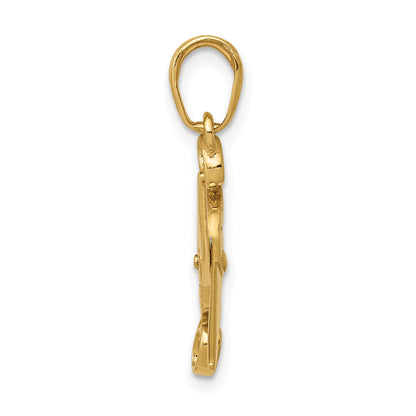 10K Yellow Gold 3-D Moveable Scissors Pendant
