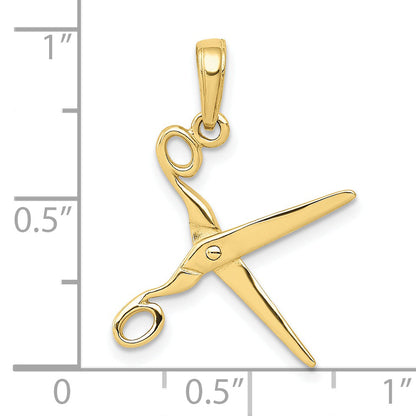 10K Yellow Gold 3-D Moveable Scissors Pendant