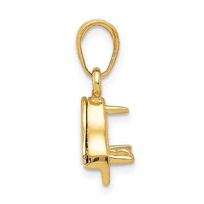 10K Yellow Gold 3-D Lid Opens Piano Pendant