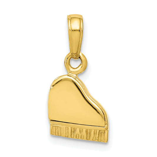 10K Yellow Gold 3-D Lid Opens Piano Pendant