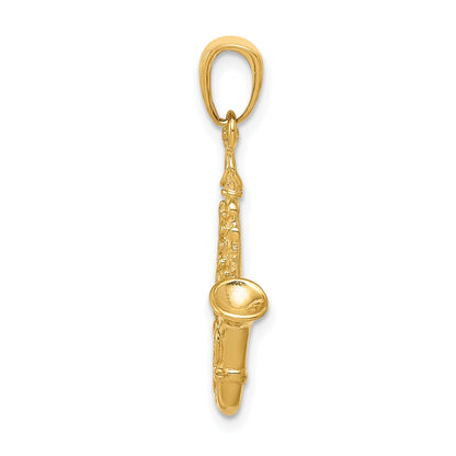 10K Yellow Gold 3-D Saxophone Pendant