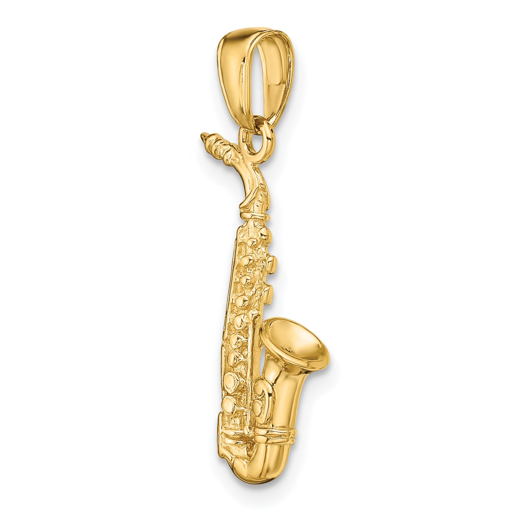 10K Yellow Gold 3-D Saxophone Pendant