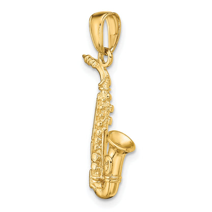 10K Yellow Gold 3-D Saxophone Pendant