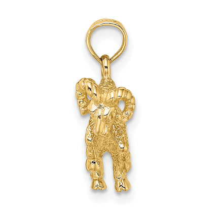 10K Yellow Gold 10K 3-D Aries Zodiac Pendant
