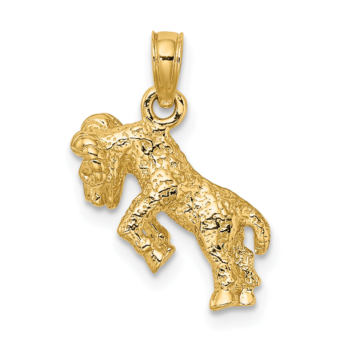 10K Yellow Gold 10K 3-D Aries Zodiac Pendant