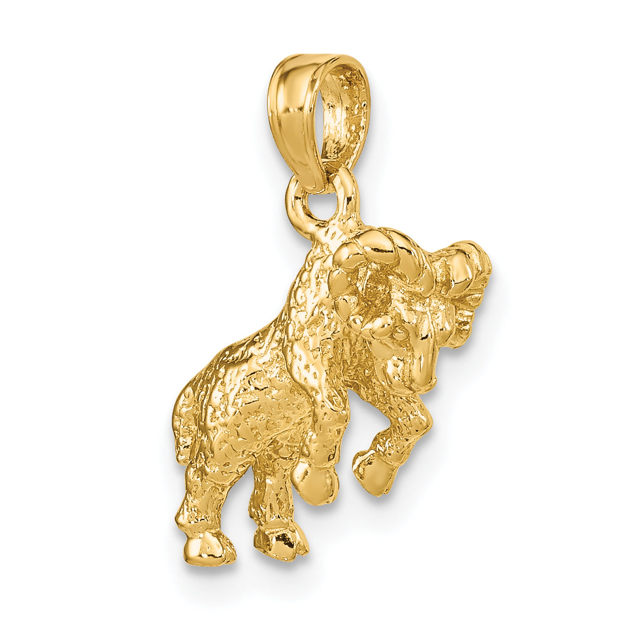 10K Yellow Gold 10K 3-D Aries Zodiac Pendant