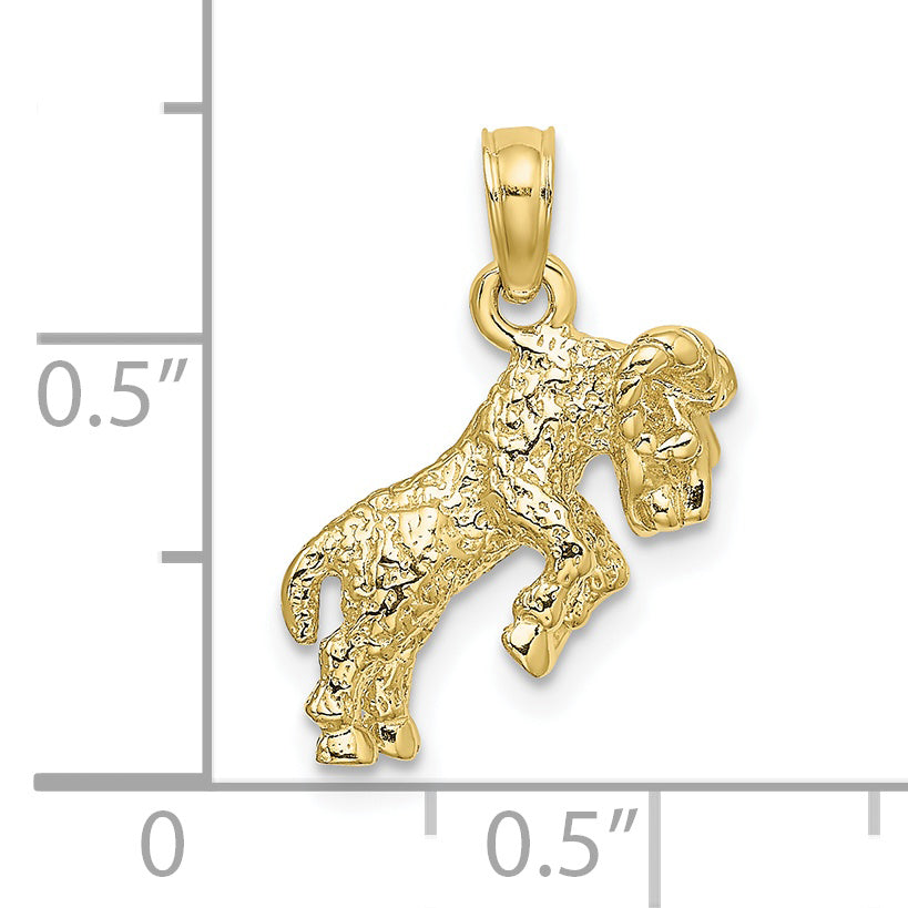 10K Yellow Gold 10K 3-D Aries Zodiac Pendant