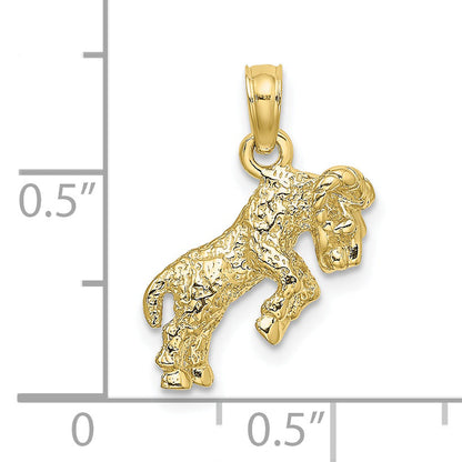 10K Yellow Gold 10K 3-D Aries Zodiac Pendant