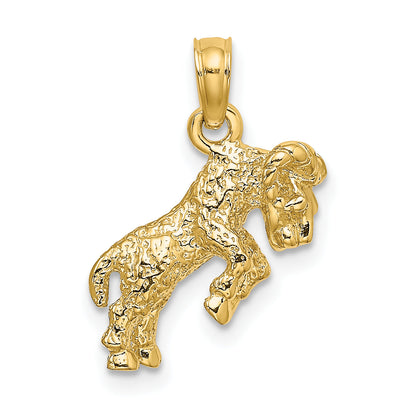 10K Yellow Gold 10K 3-D Aries Zodiac Pendant