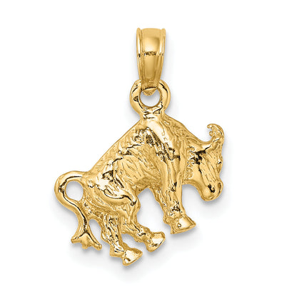 10K Yellow Gold 10K 3-D Taurus Zodiac Pendant