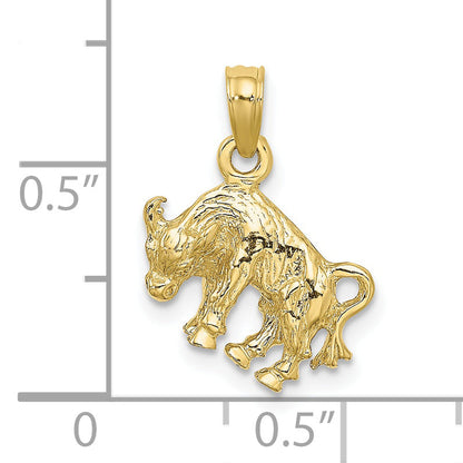 10K Yellow Gold 10K 3-D Taurus Zodiac Pendant