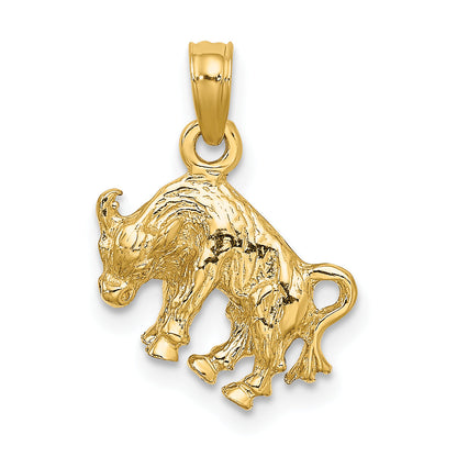 10K Yellow Gold 10K 3-D Taurus Zodiac Pendant
