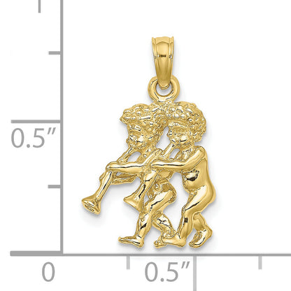 10K Yellow Gold 10K 3-D Gemini Zodiac Pendant
