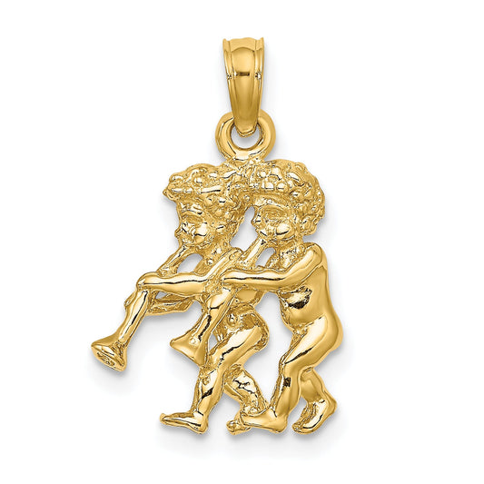 10K Yellow Gold 10K 3-D Gemini Zodiac Pendant