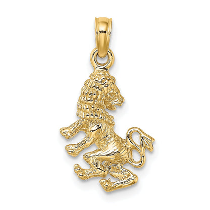 10K Yellow Gold 10K 3-D Leo Zodiac Pendant