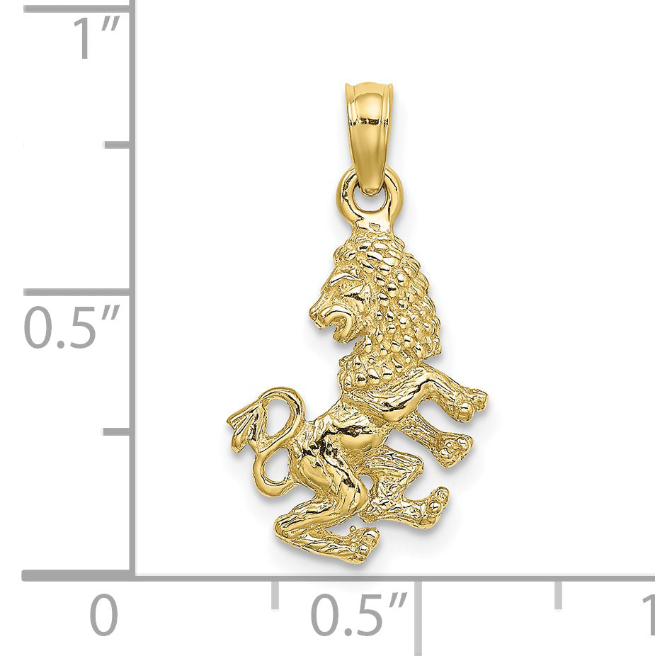 10K Yellow Gold 10K 3-D Leo Zodiac Pendant