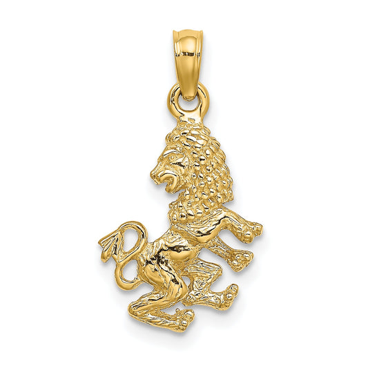 10K Yellow Gold 10K 3-D Leo Zodiac Pendant