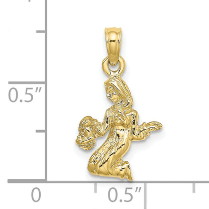 10K Yellow Gold 10K 3-D Virgo Zodiac Pendant