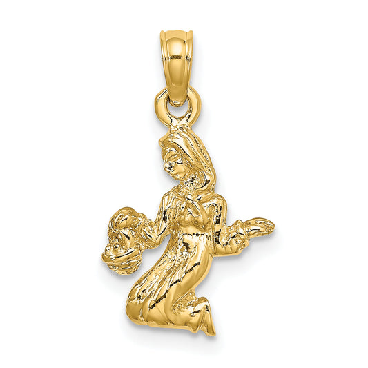 10K Yellow Gold 10K 3-D Virgo Zodiac Pendant