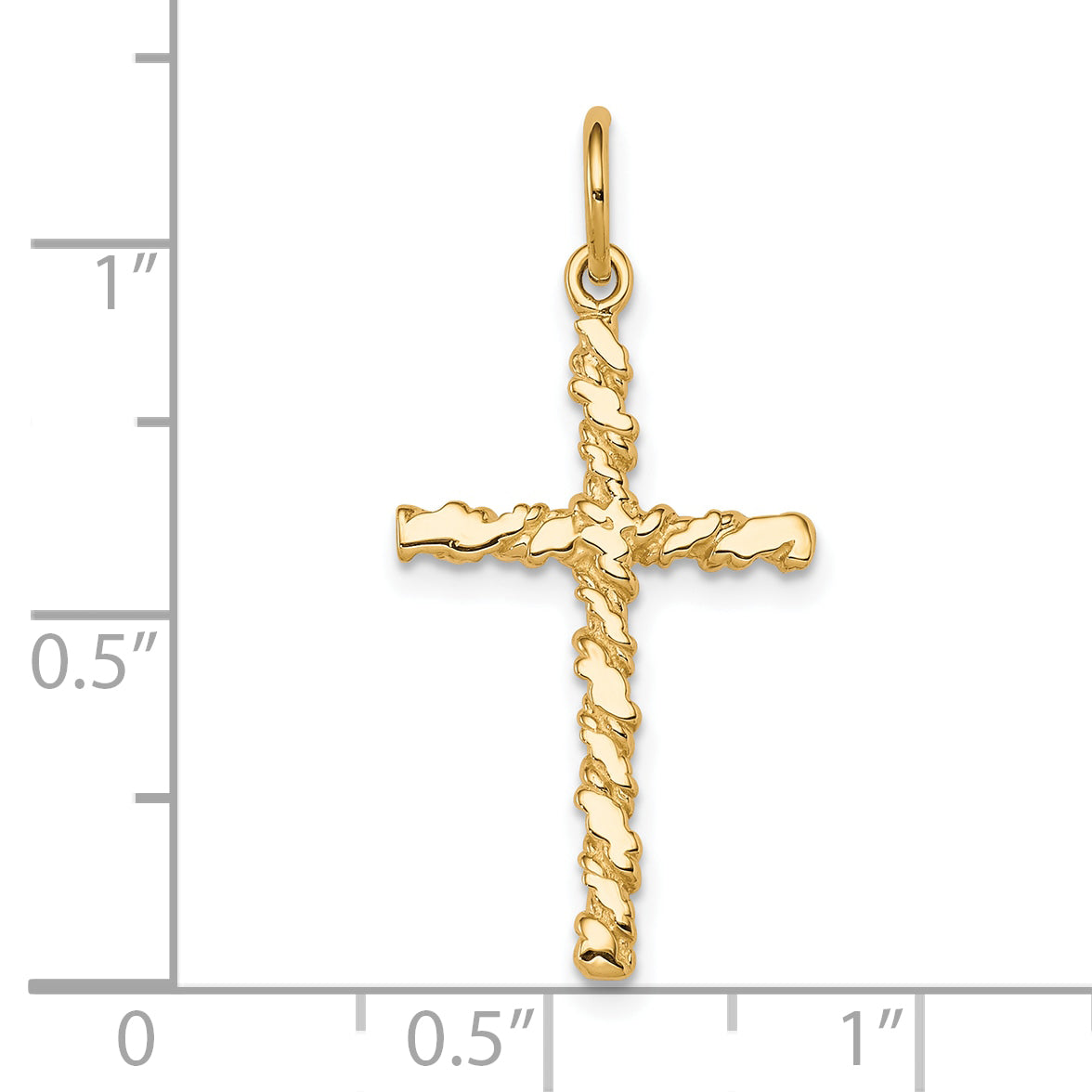 10k Yellow Gold Nugget Cross Charm