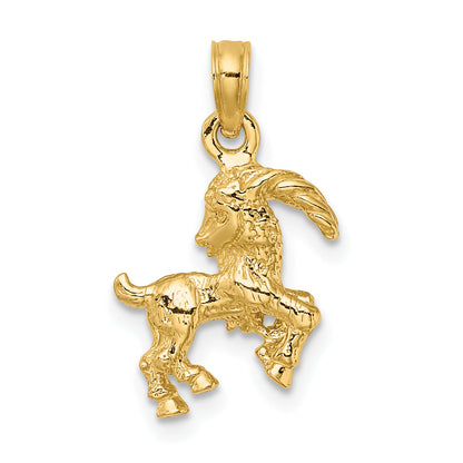 10K Yellow Gold 10K 3-D Capricorn Zodiac Pendant
