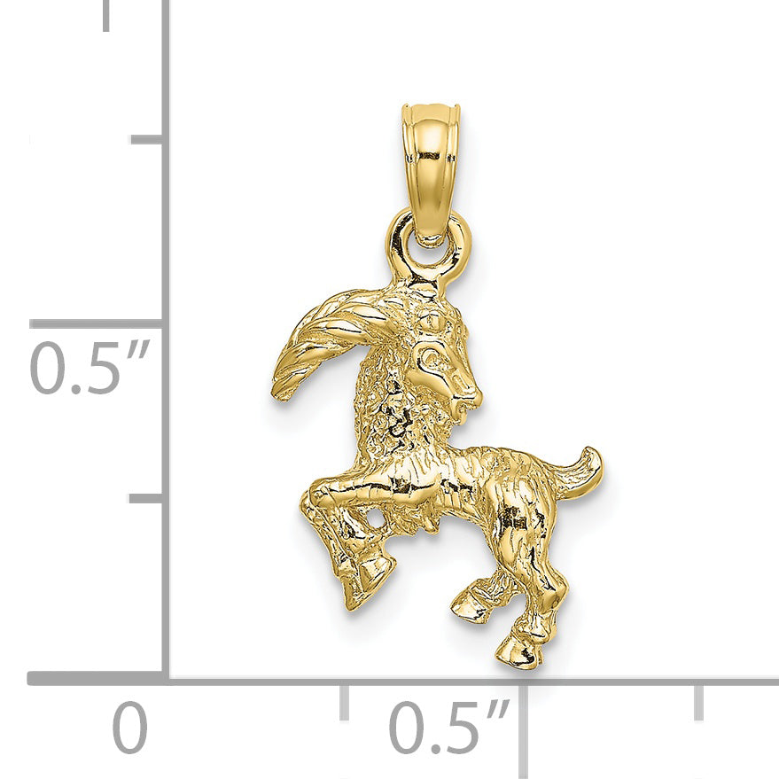 10K Yellow Gold 10K 3-D Capricorn Zodiac Pendant