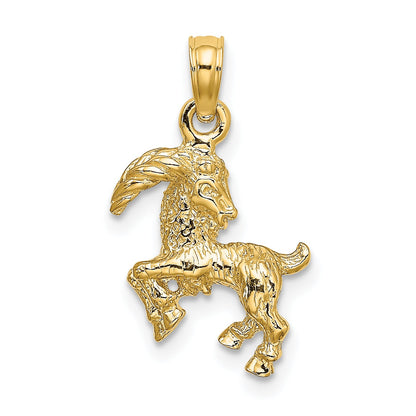 10K Yellow Gold 10K 3-D Capricorn Zodiac Pendant