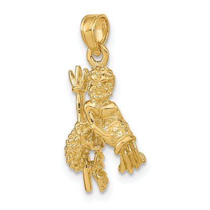 10K Yellow Gold 10K 3-D Aquarius Zodiac Pendant