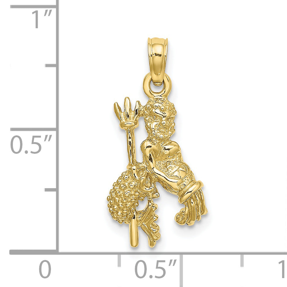 10K Yellow Gold 10K 3-D Aquarius Zodiac Pendant