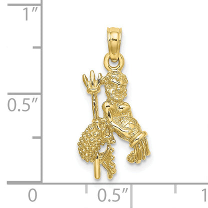 10K Yellow Gold 10K 3-D Aquarius Zodiac Pendant