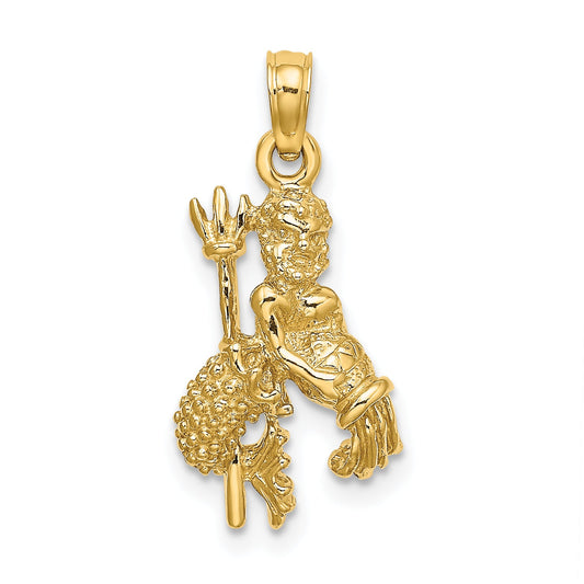 10K Yellow Gold 10K 3-D Aquarius Zodiac Pendant
