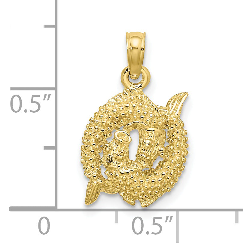 10K Yellow Gold 10K 3-D Pisces Zodiac Pendant