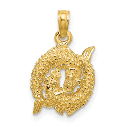 10K Yellow Gold 10K 3-D Pisces Zodiac Pendant