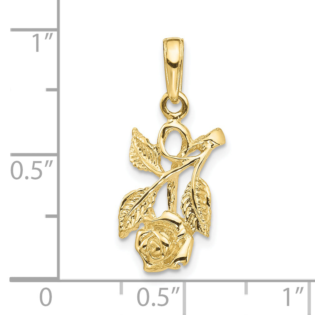 10K Yellow Gold Rose Pendant