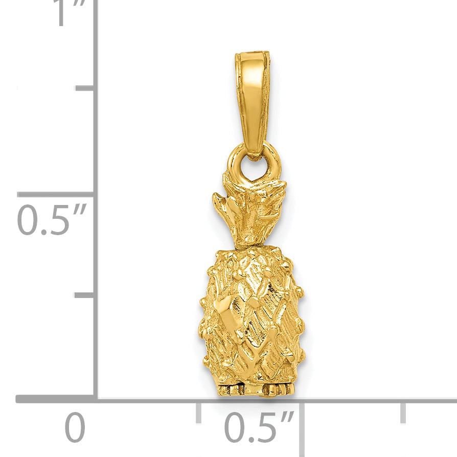 10K Yellow Gold 3-D Pineapple Pendant