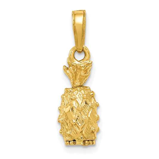 10K Yellow Gold 3-D Pineapple Pendant