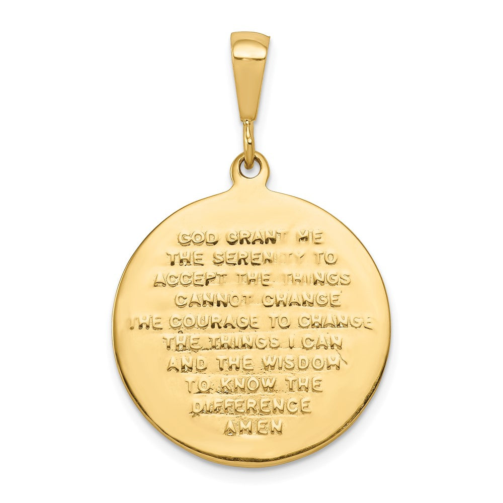 10k Yellow Gold Praying Hands Reversible with Serenity Prayer Pendant