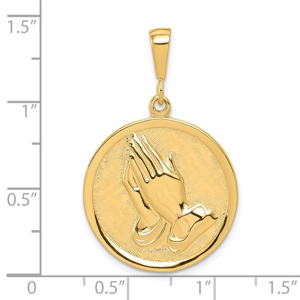 10k Yellow Gold Praying Hands Reversible with Serenity Prayer Pendant