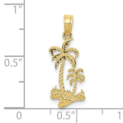 10K Yellow Gold 10K Double Palm Trees Pendant