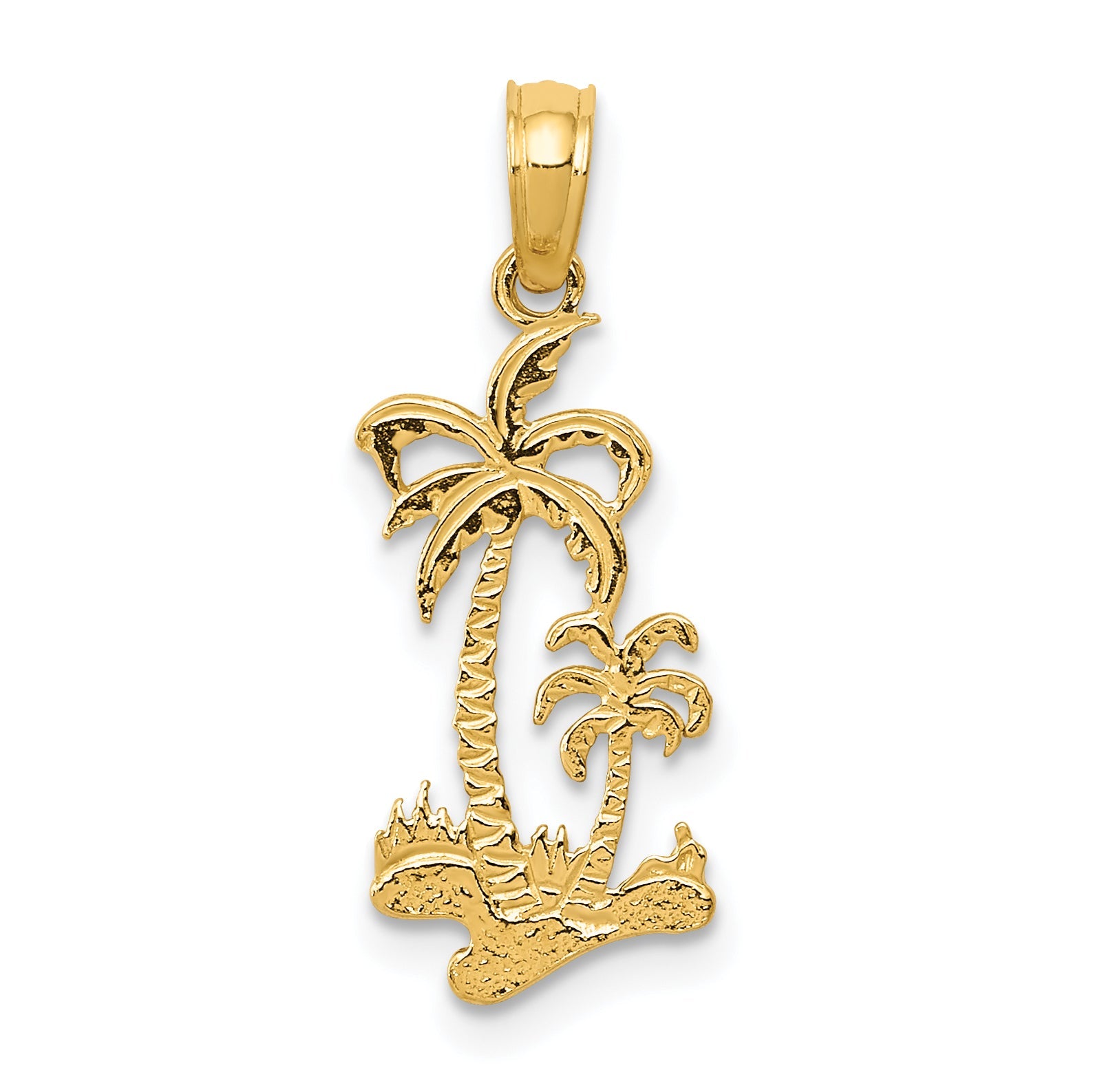 10K Yellow Gold 10K Double Palm Trees Pendant