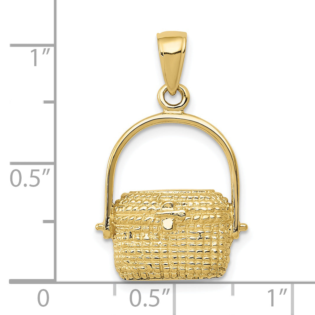 10K Yellow Gold 2-D Large Nantucket Basket Pendant