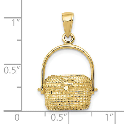 10K Yellow Gold 2-D Large Nantucket Basket Pendant