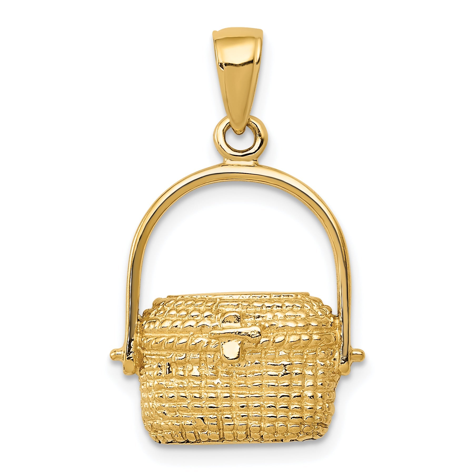 10K Yellow Gold 2-D Large Nantucket Basket Pendant