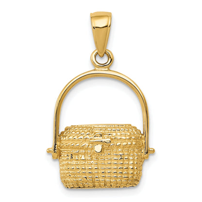 10K Yellow Gold 2-D Large Nantucket Basket Pendant