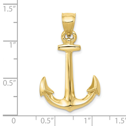 10K Yellow Gold 10K 3-D Anchor Pendant