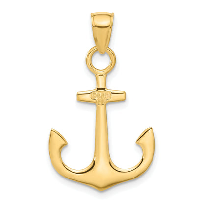 10K Yellow Gold 3-D Anchor Pendant