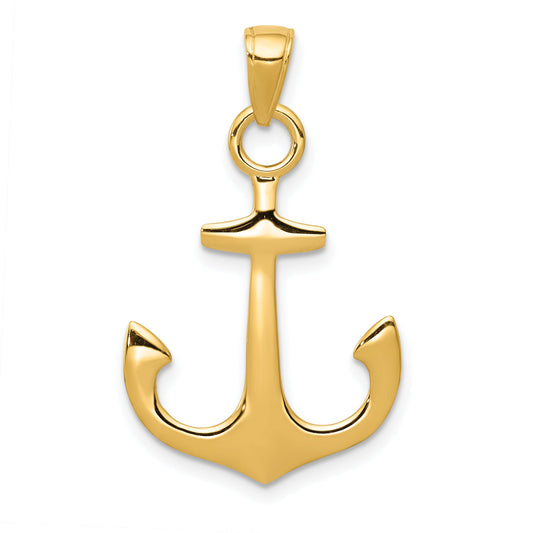 10K Yellow Gold 3-D Anchor Pendant