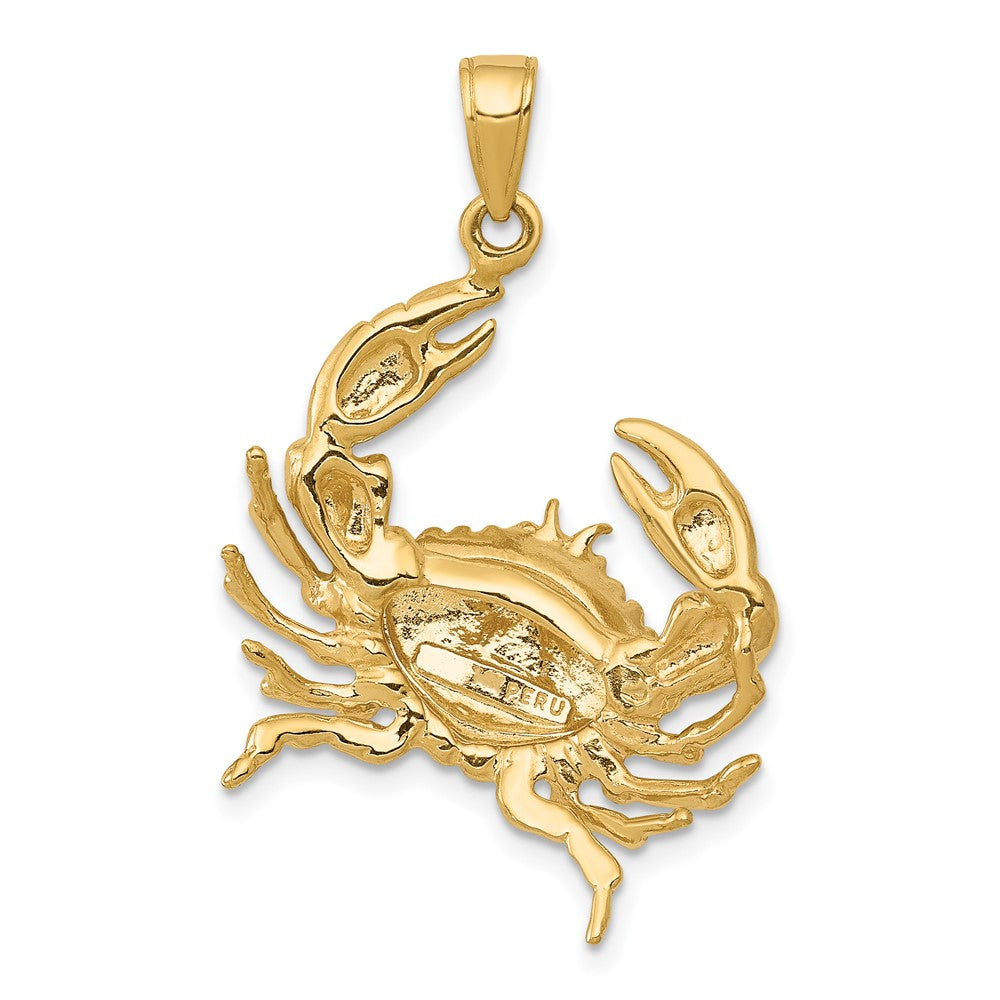 10K Yellow Gold Stone Crab With Claw Extended Pendant